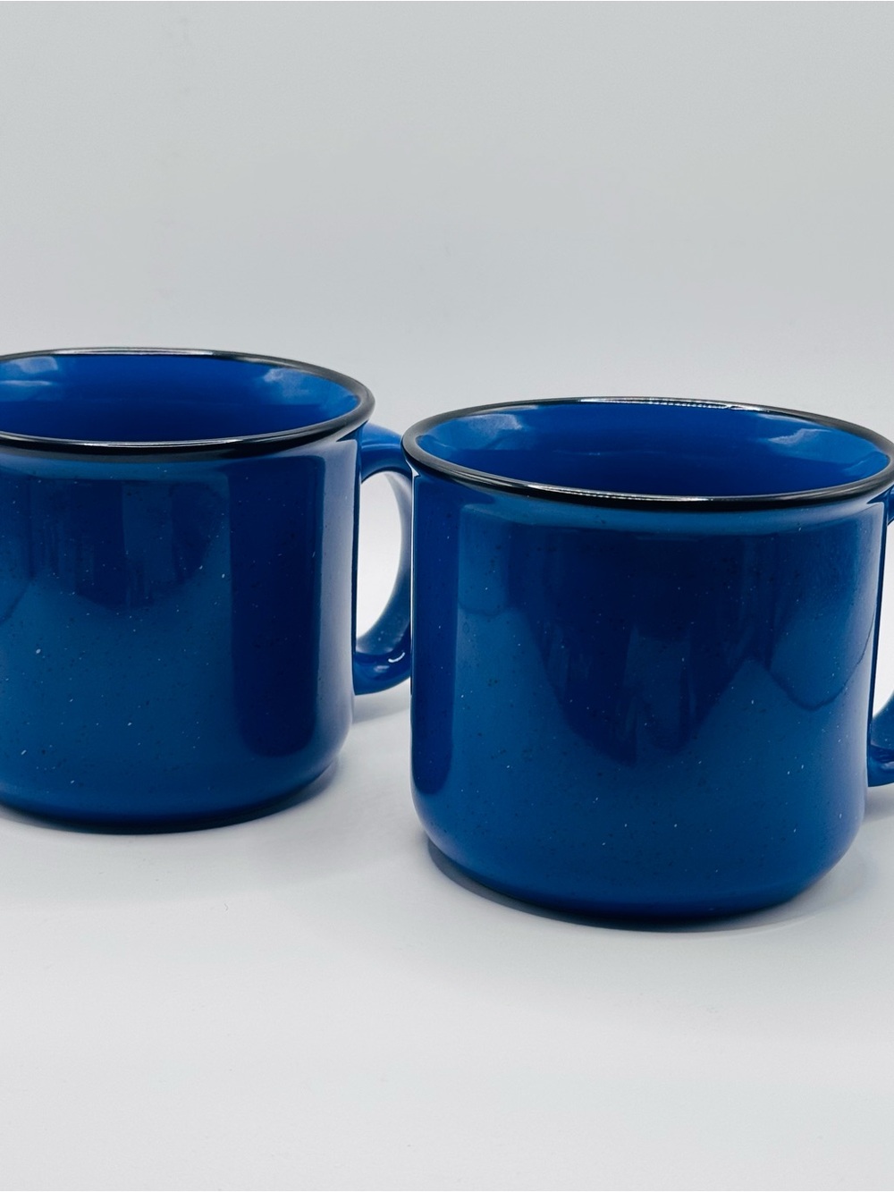 MARLBORO UNLIMITED Vintage Blue Speckled Ceramic Campfire Mugs, 16oz, Set Of 2